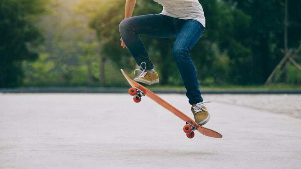Skateboarder skateboarding at morning outdoors